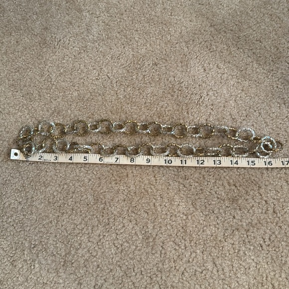 SILVER AND GOLD LINK CHAIN NECKLACE - Picture 7 of 8